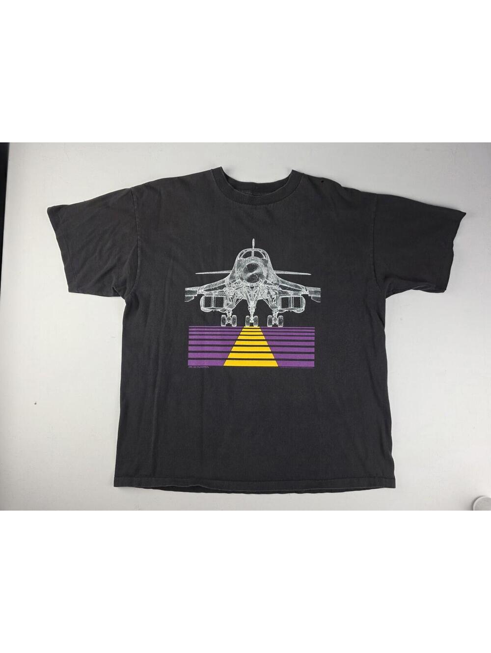 Vintage Blackbird Tee Shirt Size XL 1988 B-1B Strategic Bomber Black Oneita 2SD